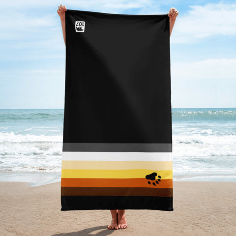 Gay Pride Bear Flag Black Towel