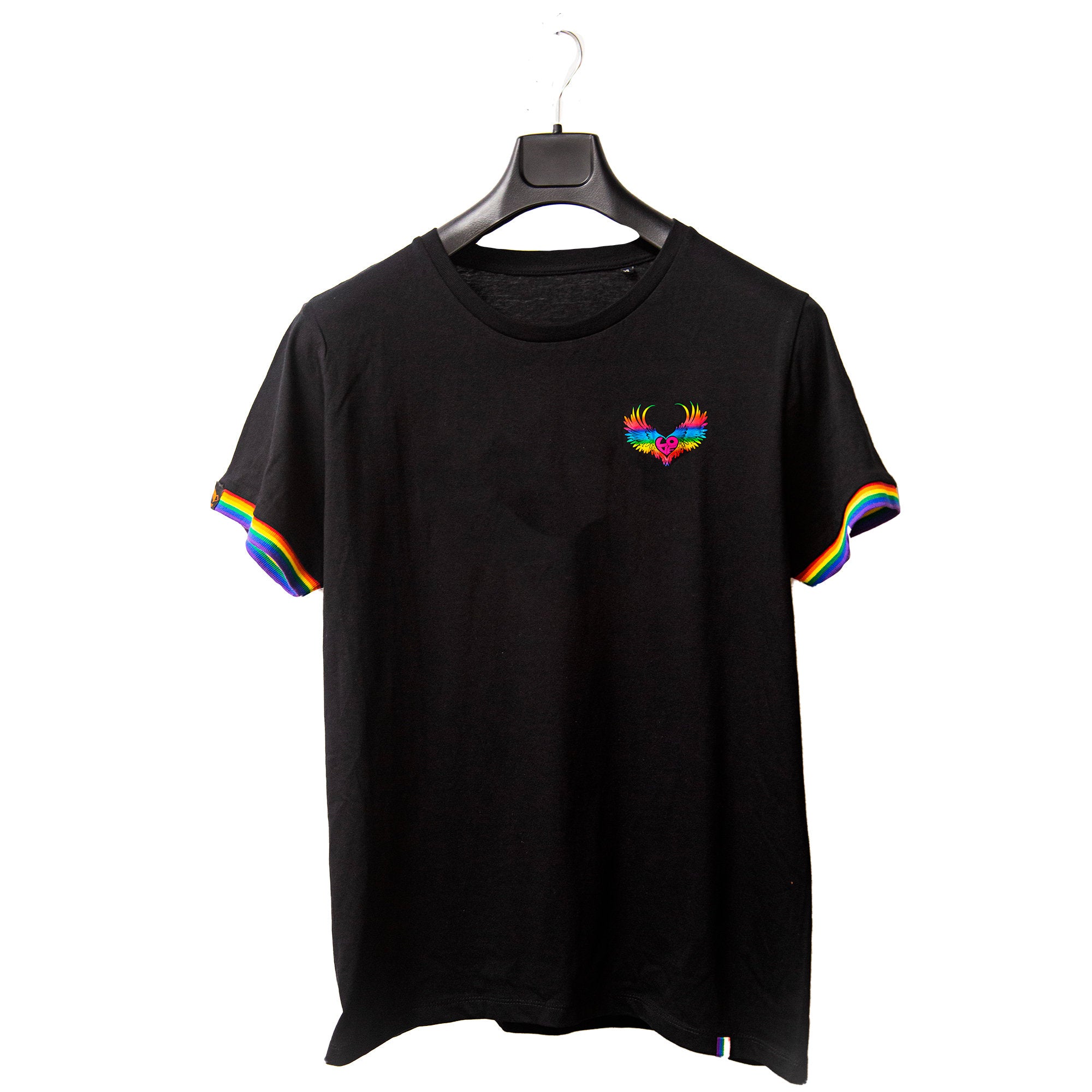 LGBTQ Pride T-Shirt Rainbow Wings Pocket Version