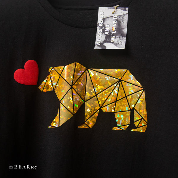 Bear Pride T-Shirt Hologram Bear with Red Heart